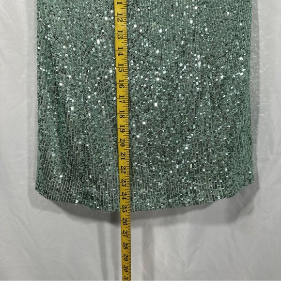 NEW $168 FREE PEOPLE [ 8 ] Frida Sequin Ruffle‎ Minidress in Island Sea Green - Picture 6 of 14